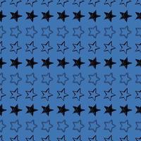 fondo transparente de estrellas de garabatos. estrellas dibujadas a mano negra sobre fondo azul. ilustración vectorial vector