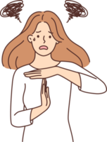 Distressed woman show stop gesture png