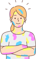 Smiling girl with color stains png