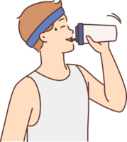 assetato uomo bevanda acqua a partire dal bottiglia png