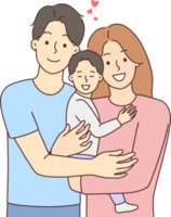 Happy family with baby in hands png