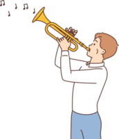 Small boy play on trumpet png