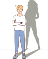 Young man with woman shadow png