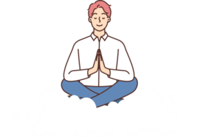 Calm businessman meditate on cloud png