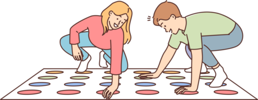 Smiling children play twister at home png