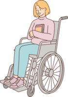 ung kvinna Sammanträde i en rullstol png