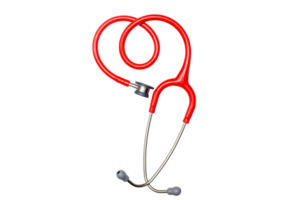 röd läkare stetoskop placerad i hjärta form png