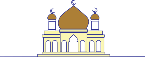 Ramadán kareem saludo tarjeta con mezquita en amarillo antecedentes. png ilustración