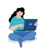 character people using laptop vector illustration