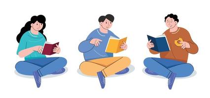 character people read book vector illustration