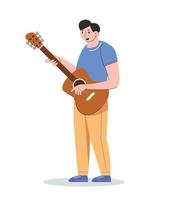 hobby character people playing guitar vector illustration