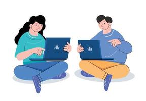 character people using laptop vector illustration