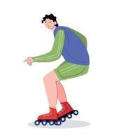 personaje personas con rodillo patinar vector ilustración
