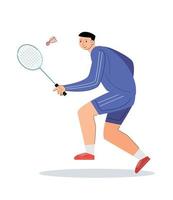 personas participación un raqueta. atleta jugar bádminton vector ilustración