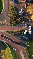 Aerial view of traffic traveling on roads video