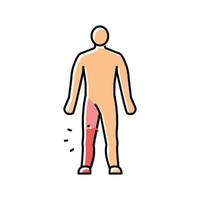 pierna dolor cuerpo dolor color icono vector ilustración