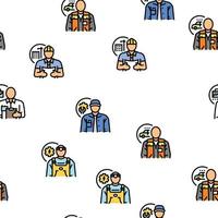 repair worker engineer man vector seamless pattern