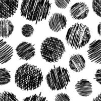 Seamless pattern with hand drawn black circle scribble smear. Abstract grunge texture. Vector illustration