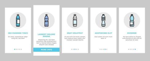 bottle plastic water drink empty onboarding icons set vector