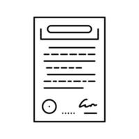 contrato papel documento línea icono vector ilustración