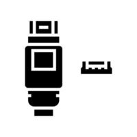 USB mini si glifo icono vector ilustración