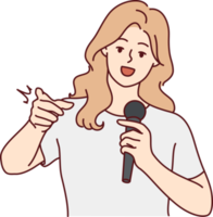 donna con mic comunicare con pubblico png