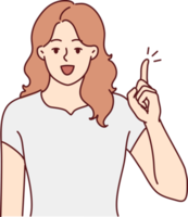 Smiling woman with finger up generate idea png