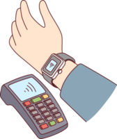 Person pay with smartwatch on terminal png