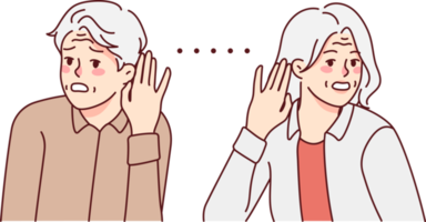 ohälsosam gammal människor lida från hörsel problem png