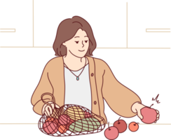 mujer con Fresco vegetales y frutas png