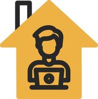 Man Working at Home Vector Icon Design