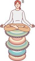 Woman meditate sitting on rocks png