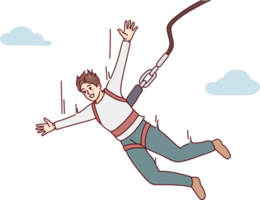 Excited man jump with parachute png