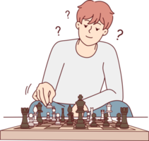 Man playing chess feel frustrated png