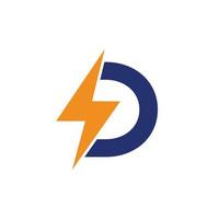 D Letter Logo With Lightning Thunder Bolt Vector Design. Electric Bolt Letter D Logo Vector Illustration.