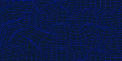 Abstract 3d geometric dynamic wave. 3d psychedelic neon wireframe mesh on black background vector