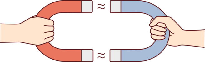 Menschen halten Magnete bekommen angezogen png