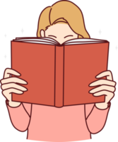 Young woman enjoy reading book png