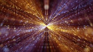 Abstract glitzy background with glowing, glittering gold and blue particles and shimmering light rays. Full HD and looping glamour motion background animation. video