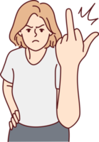 Angry woman show fuck you gesture png