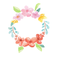 Flowers Wreath. Digital paint watercolor style with paper texture. Decoration for any design. Illustration. png