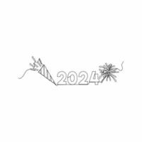 turn of the year continuous line drawing art vector