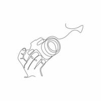 continuous line art of a hand taking a picture vector