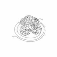 continuous line art of onde food vector