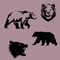 Various bear silhouettes to use with any design vector