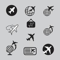 A Set of Different Kinds of Airplanes Silhouettes vector