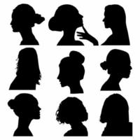 silhouette of black white woman face icon vector