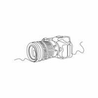 continuous line drawing of retro camera vector
