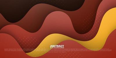 Wavy abstract 3D paper cut art background design with bround and yellow combination for website template or etc. Eps10 vector