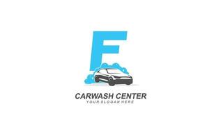 F Car wash logo design inspiration. Vector letter template design for brand.